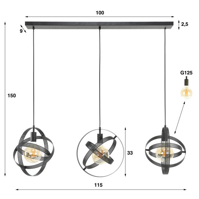 Hanglamp Cosmos 3L – afbeelding 10