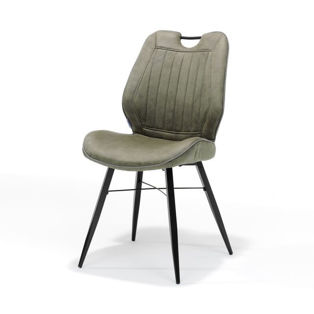 Eetstoel Quattro zwart stof Soft Groen