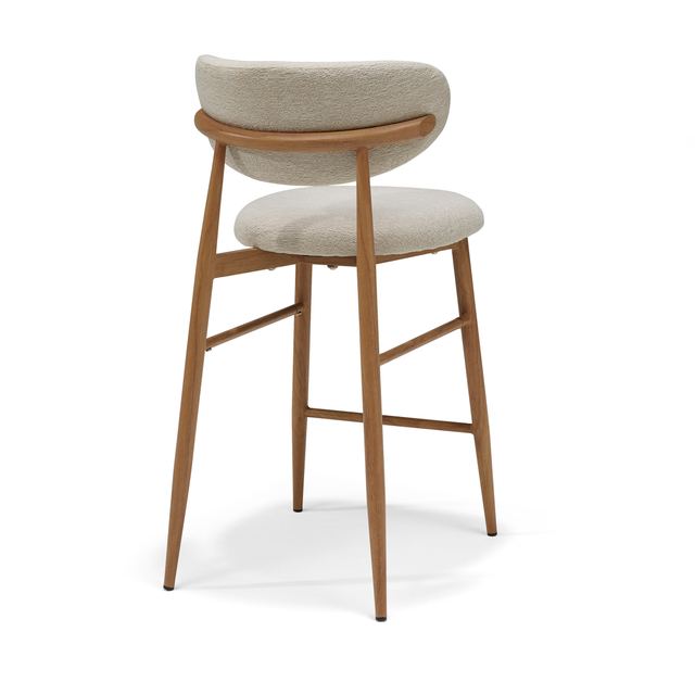 Barkruk Dalton Stof Vibe #06 Creme - Metaal frame Eiken Naturel – afbeelding 2