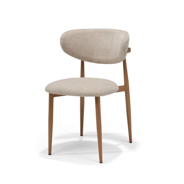 Eetstoel Dalton Stof Vibe #06 Creme - Metaal frame Eiken Naturel