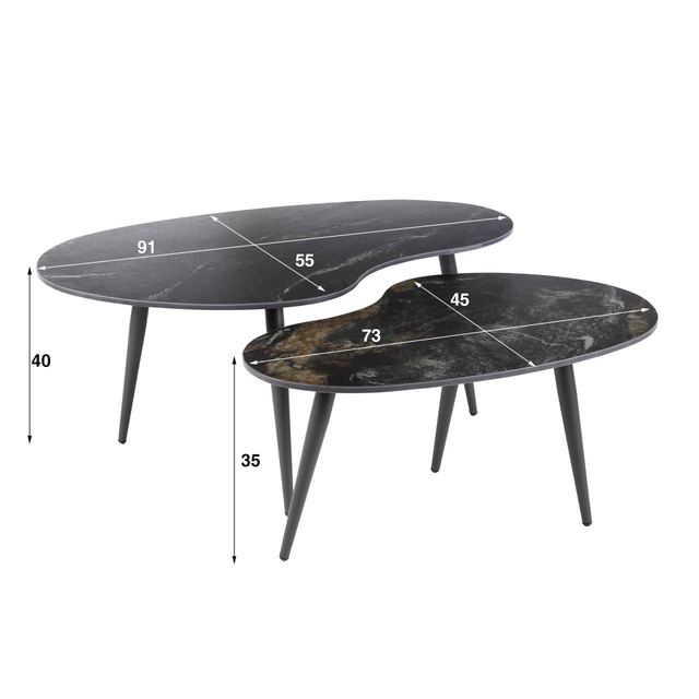 Salontafel Fossil niervormig set/2 – afbeelding 11