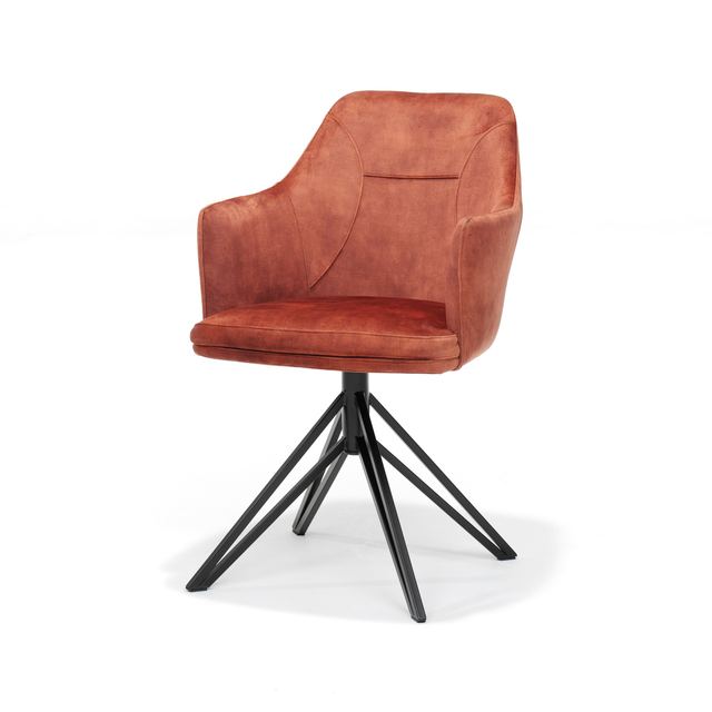 Armstoel Calvin draaivoet zwart Stof Aurora Copper – afbeelding 3