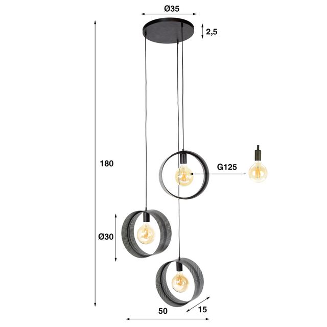 Hanglamp Ring mesh 3L – afbeelding 10