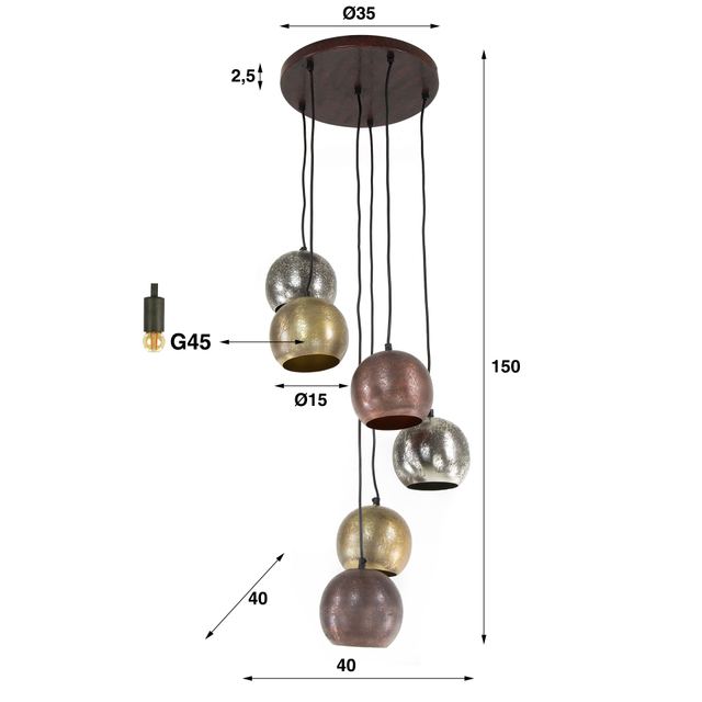 Hanglamp Bol Metal 6L – afbeelding 10