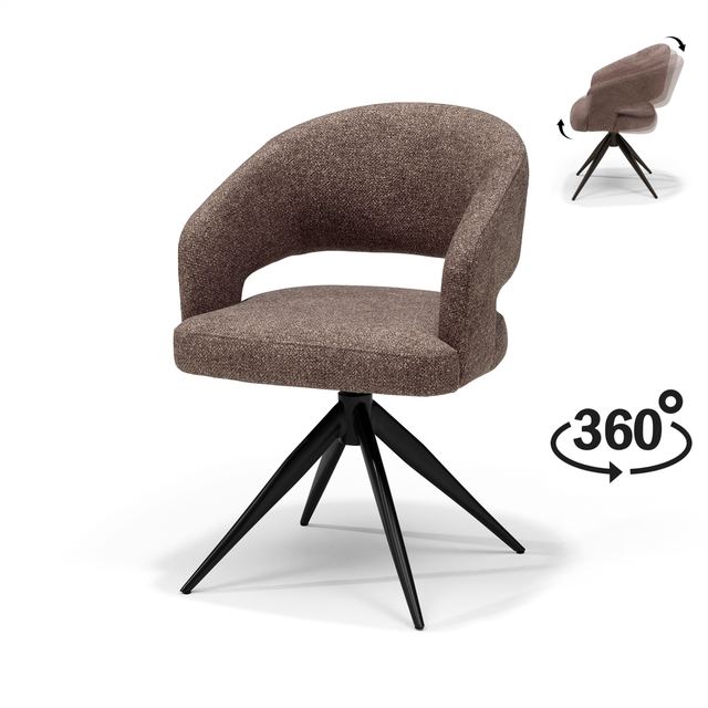 Armstoel Swing Stof Leo Brown - Relax functie - frame zwart