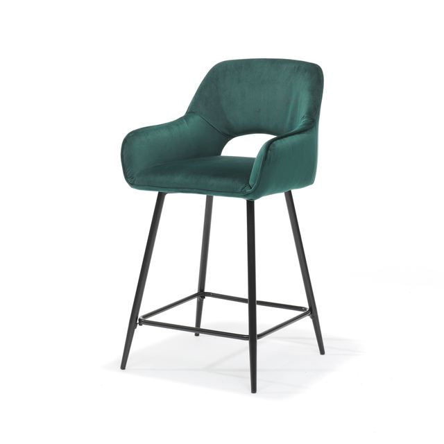 Barkruk Katy zwart - Stof Velours Groen