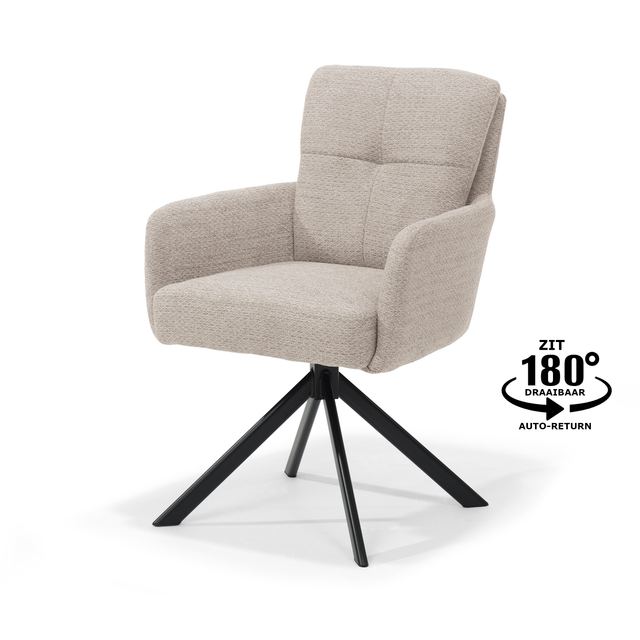 Armstoel Fred - Stof Retro Bliss #03 - draaivoet 180 zwart