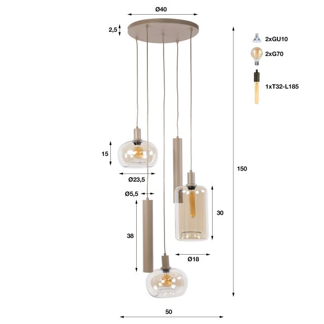Hanglamp Serene getrapt 5L – afbeelding 10