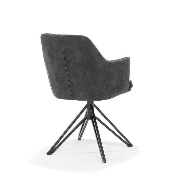 Armstoel Calvin draaivoet zwart Stof Aurora Antraciet – afbeelding 2