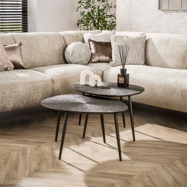 Salontafel Brown Ray leaf set/2
