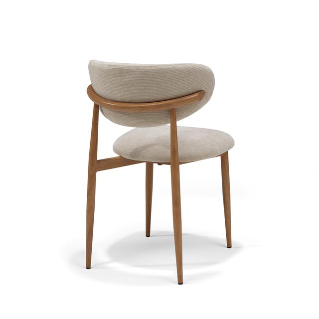 Eetstoel Dalton Stof Vibe #06 Creme - Metaal frame Eiken Naturel – afbeelding 2