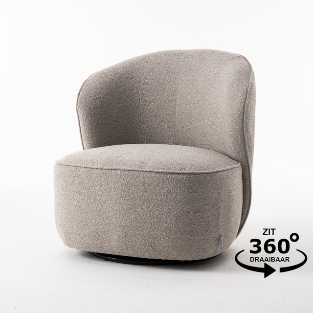 Fauteuil Sammy Draaifauteuil Stof Teddy #01 Natural