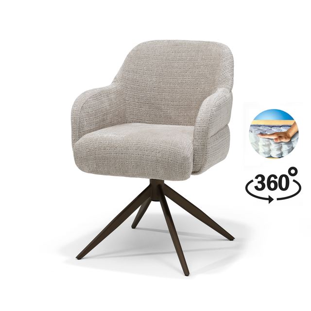 Draaistoel Austin Stof Cremona #04 Natural - 360 frame Anodic Brown P03