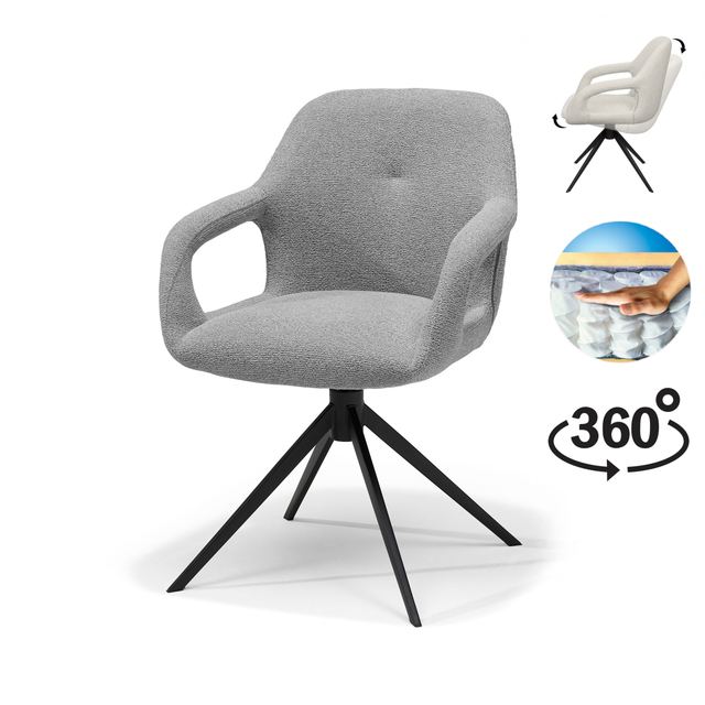 Armstoel Move Stof Sahara #455 Grey - Relax functie - frame zwart