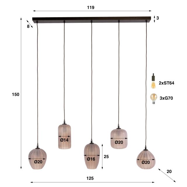 Hanglamp Altura 5L – afbeelding 10