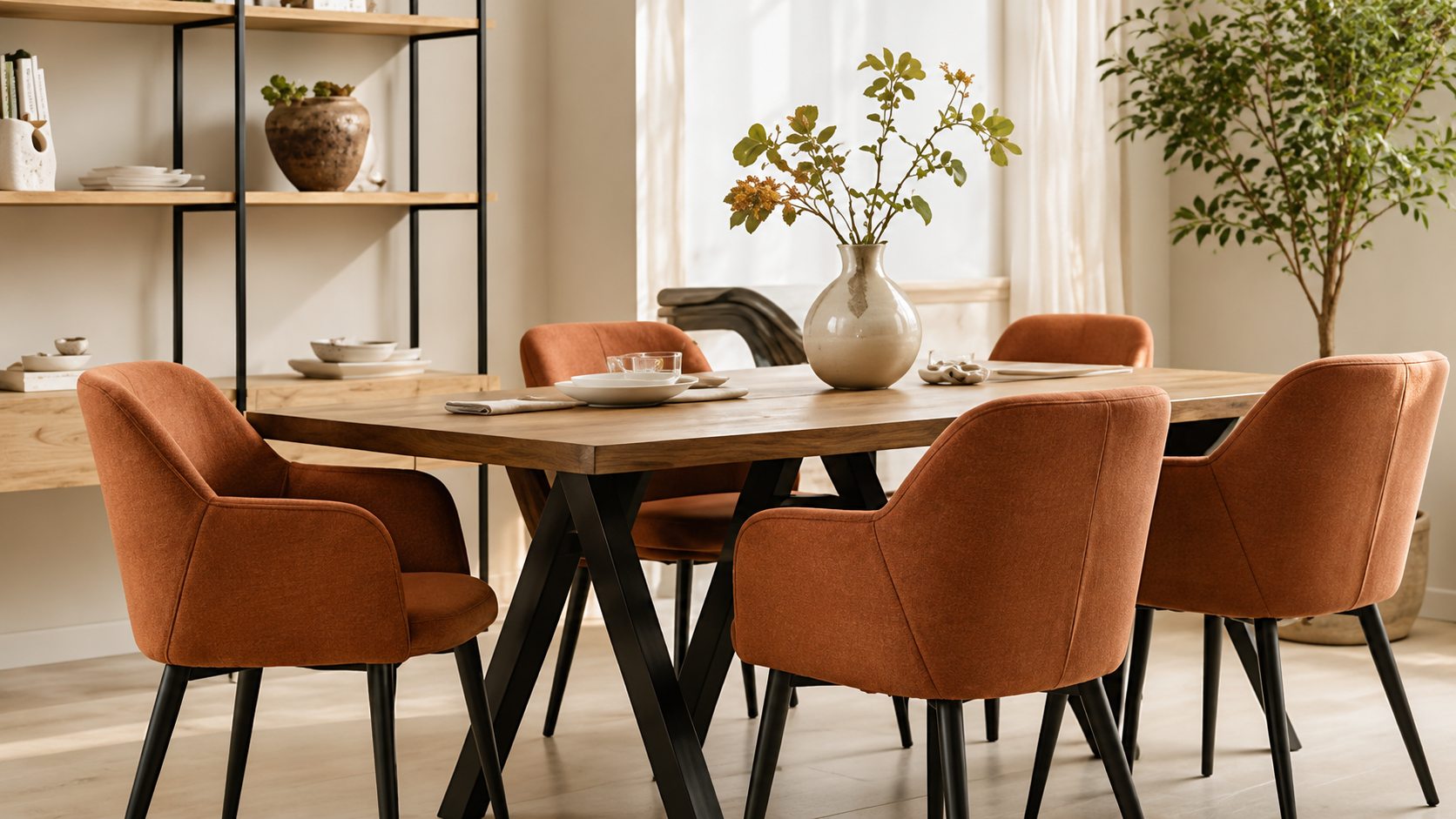 Eetkamer met comfortabele eetkamerstoelen