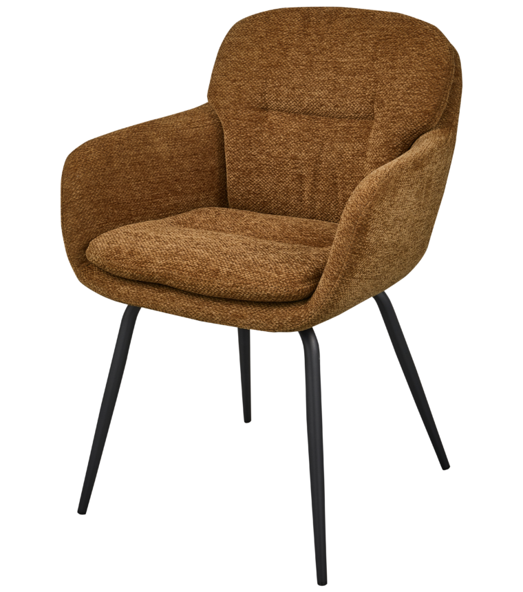 Eetstoelen Runa Eetkamerstoel – Karamel Bruin/Geel